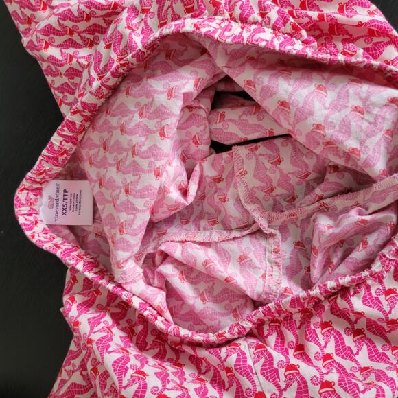 Vineyard Vines Christmas Pajama Pants Seahorse Santa hats Pink Women XXS - Picture 9 of 12